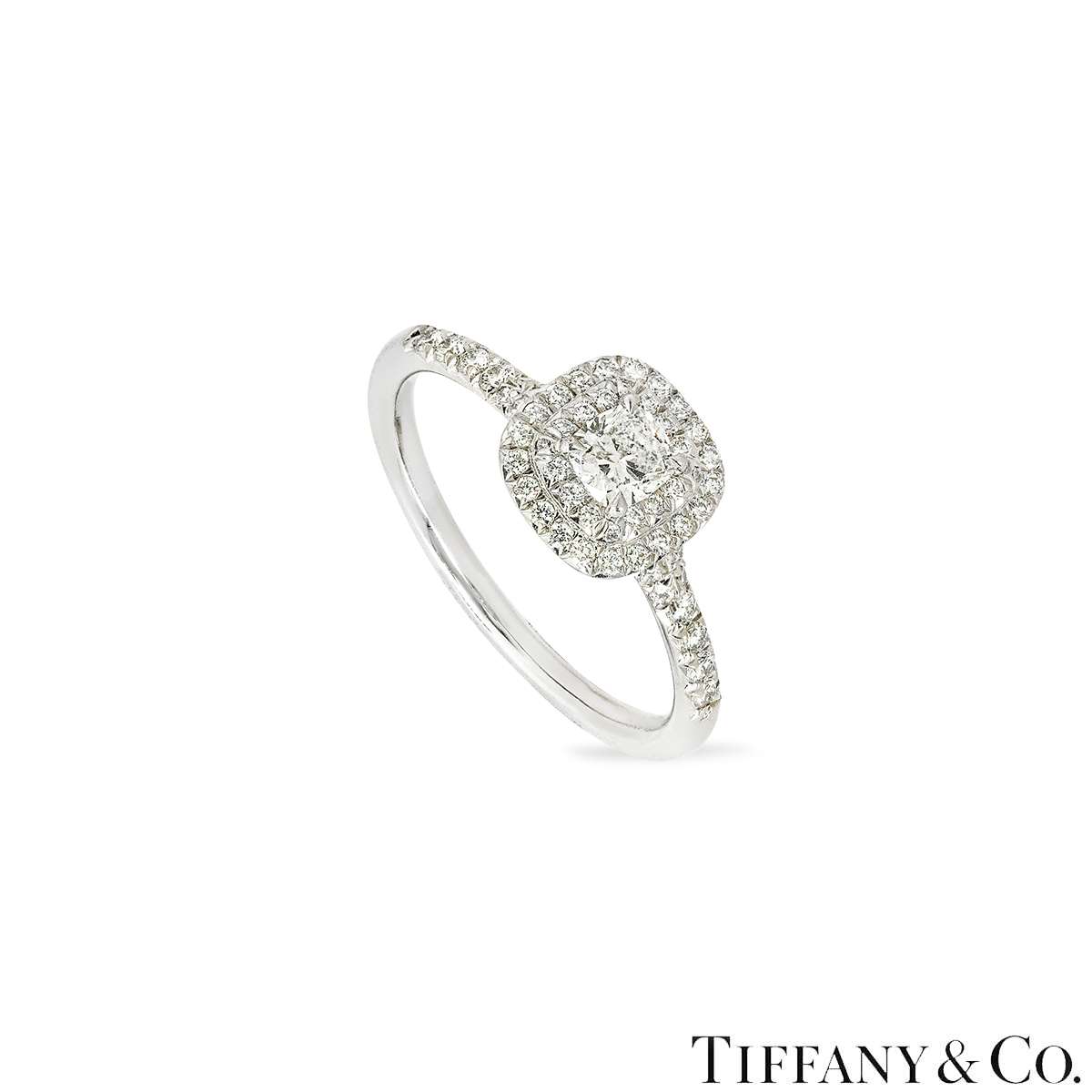 Tiffany & Co. Soleste Cushion Cut Diamond Double Halo Ring 0.33ct E/VS1 XXX
